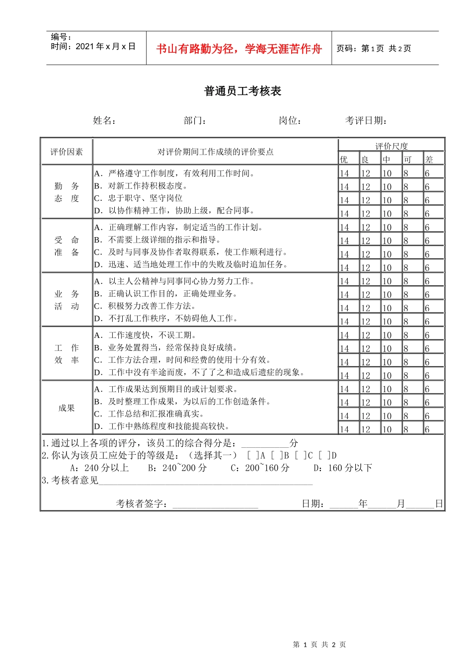 普通员工考核表(2)_第1页