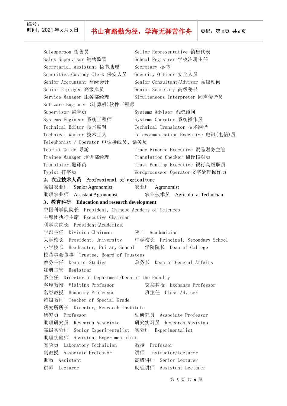 职位英语大全_第3页