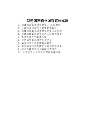 创建国家森林城市标语集锦