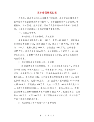 区乡劳保情况汇报