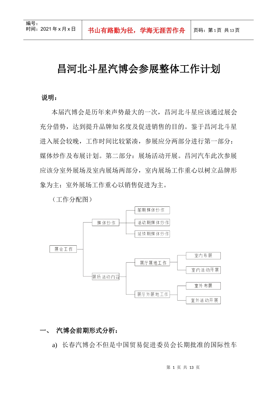 昌河北斗星汽博会参展整体工作计划_第1页