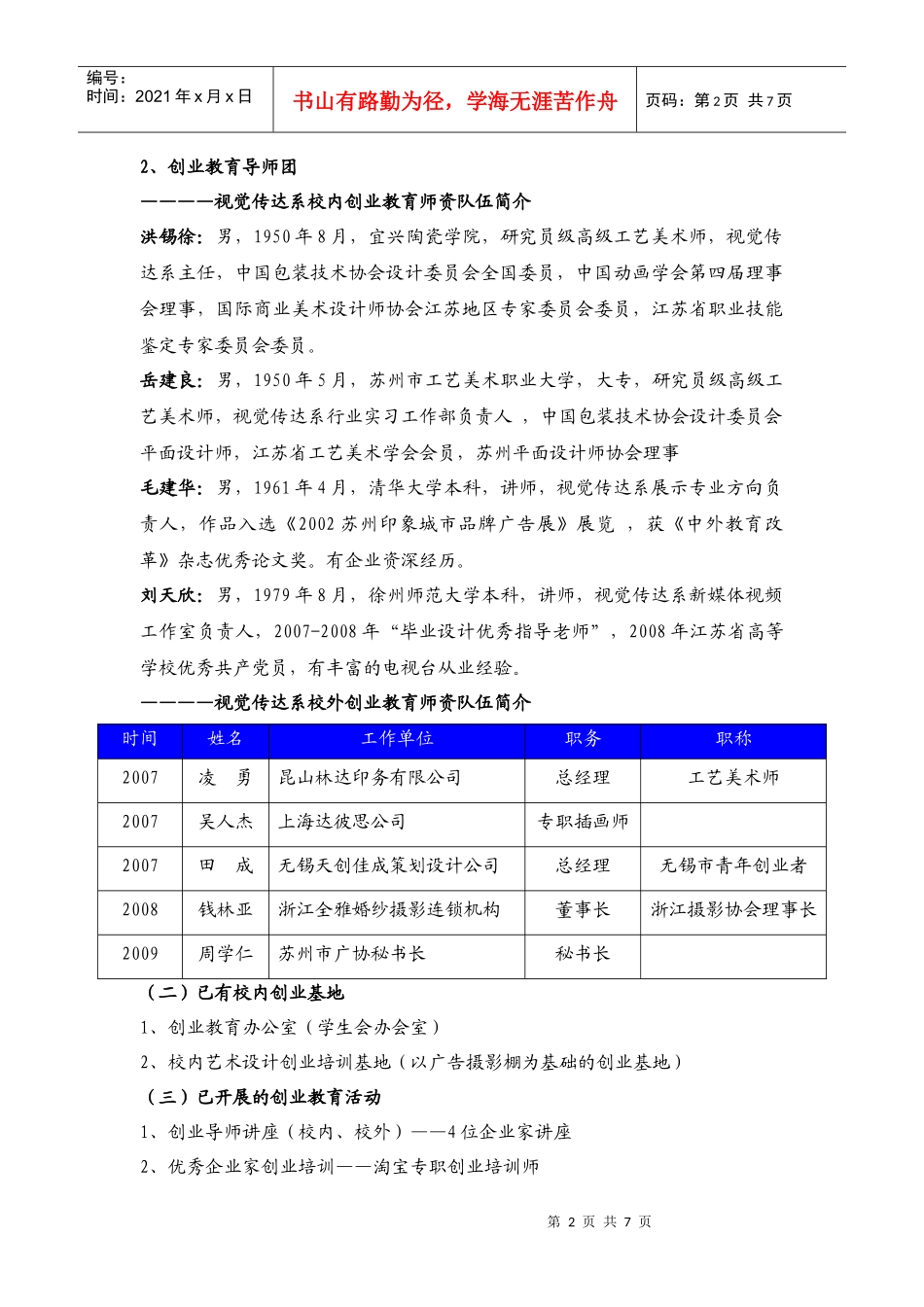 视觉传达系XXXX创业教育实施方案(初稿)_第2页