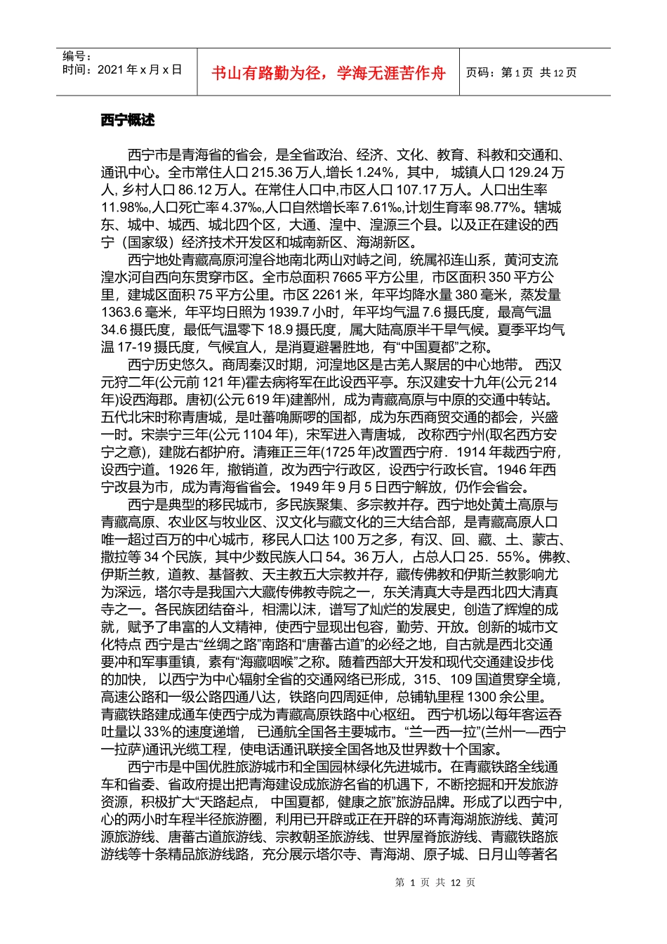 西宁商业网点规划大纲_第1页