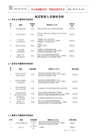 高层管理人员绩效考核