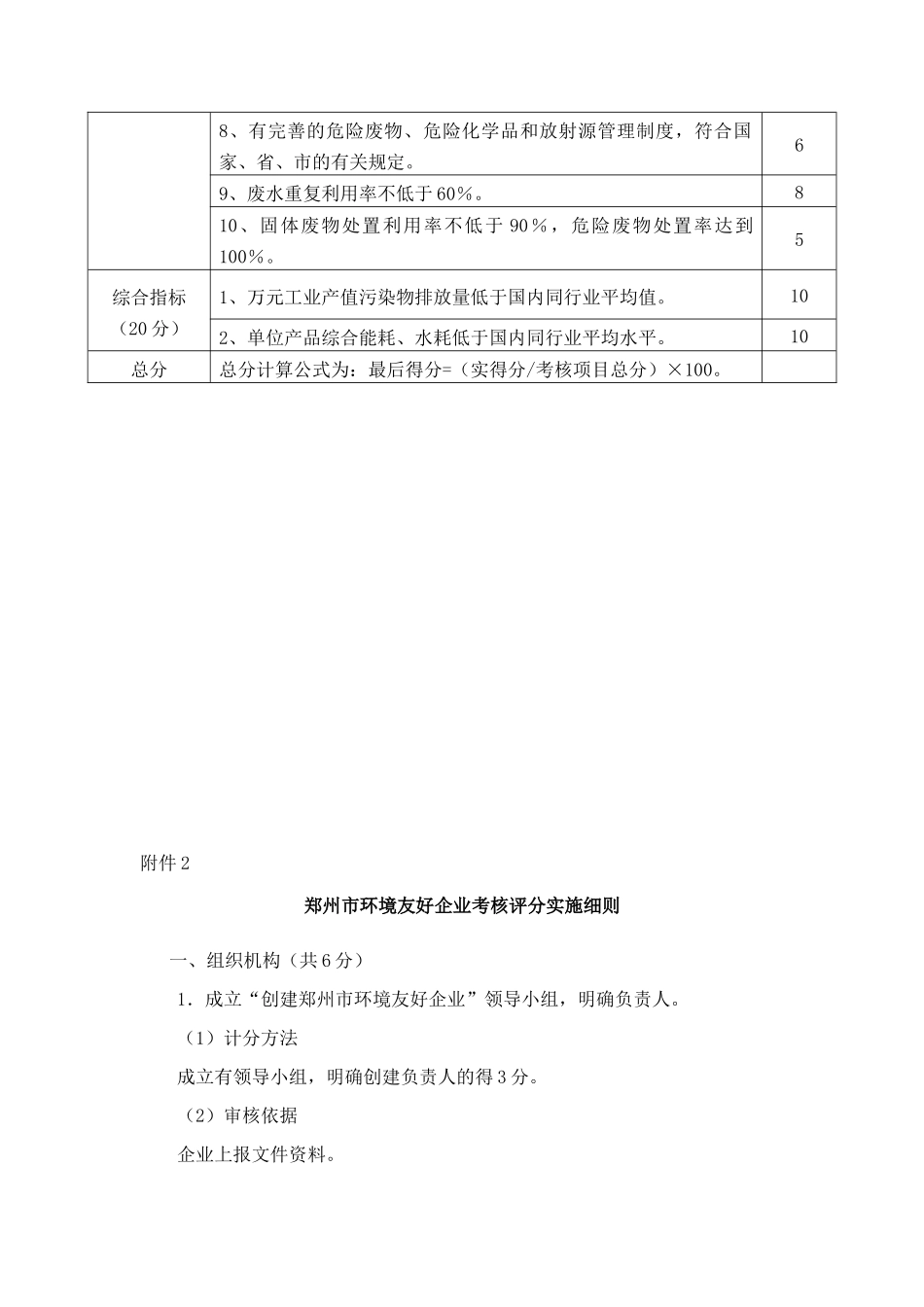 郑州市环境友好企业考核指标及评分标准(doc 17)_第2页