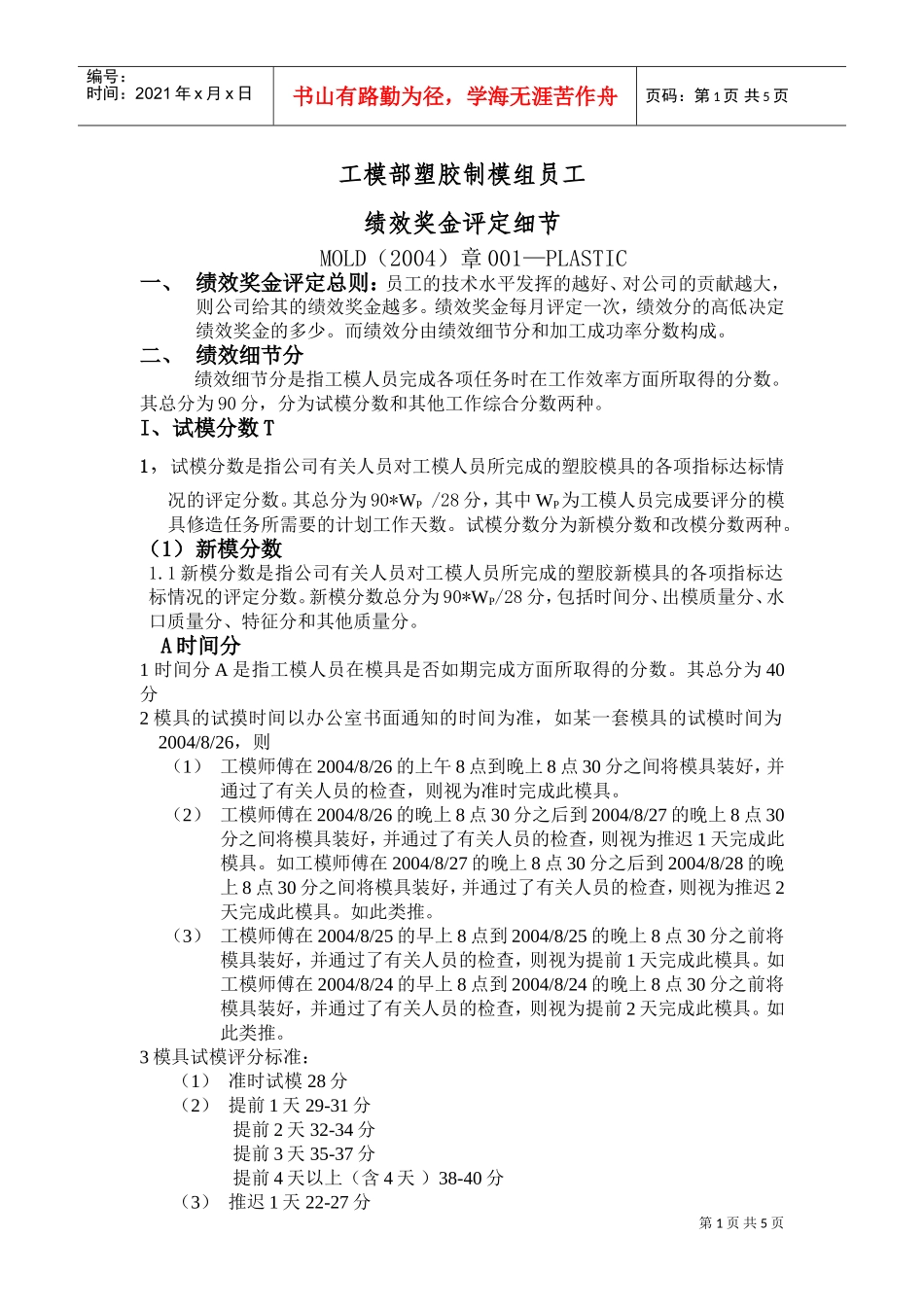 部门员工形象奖金评定细节_第1页