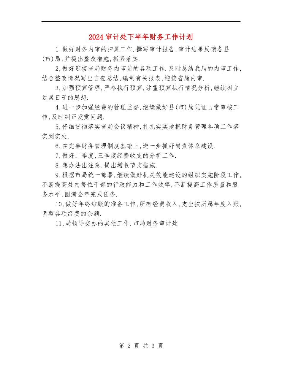 2024审计处下半年财务工作计划_第2页