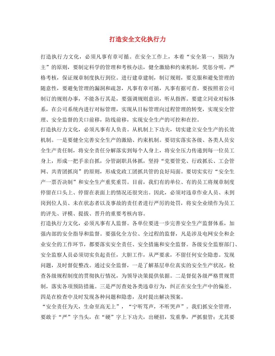 《安全文化》之打造安全文化执行力 _第1页