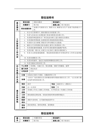 德龙钢铁-保卫处职位说明书