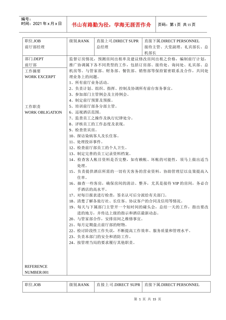 温泉度假中心前厅部职责说_第1页