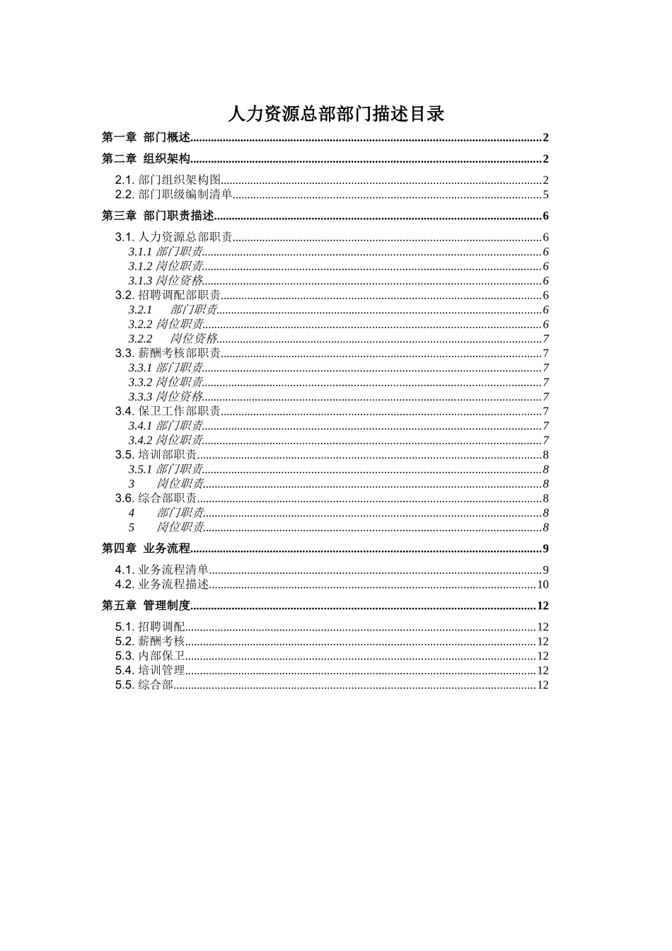 部门描述-人力资源总部_第1页