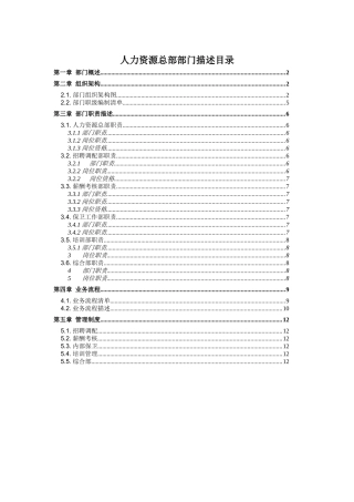 部门描述-人力资源总部