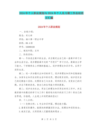 2024年个人职业规划与2024年个人见习期工作总结范文汇编