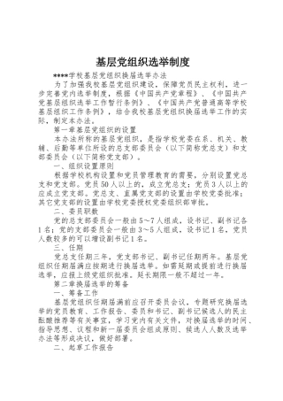 基层党组织选举规章制度细则