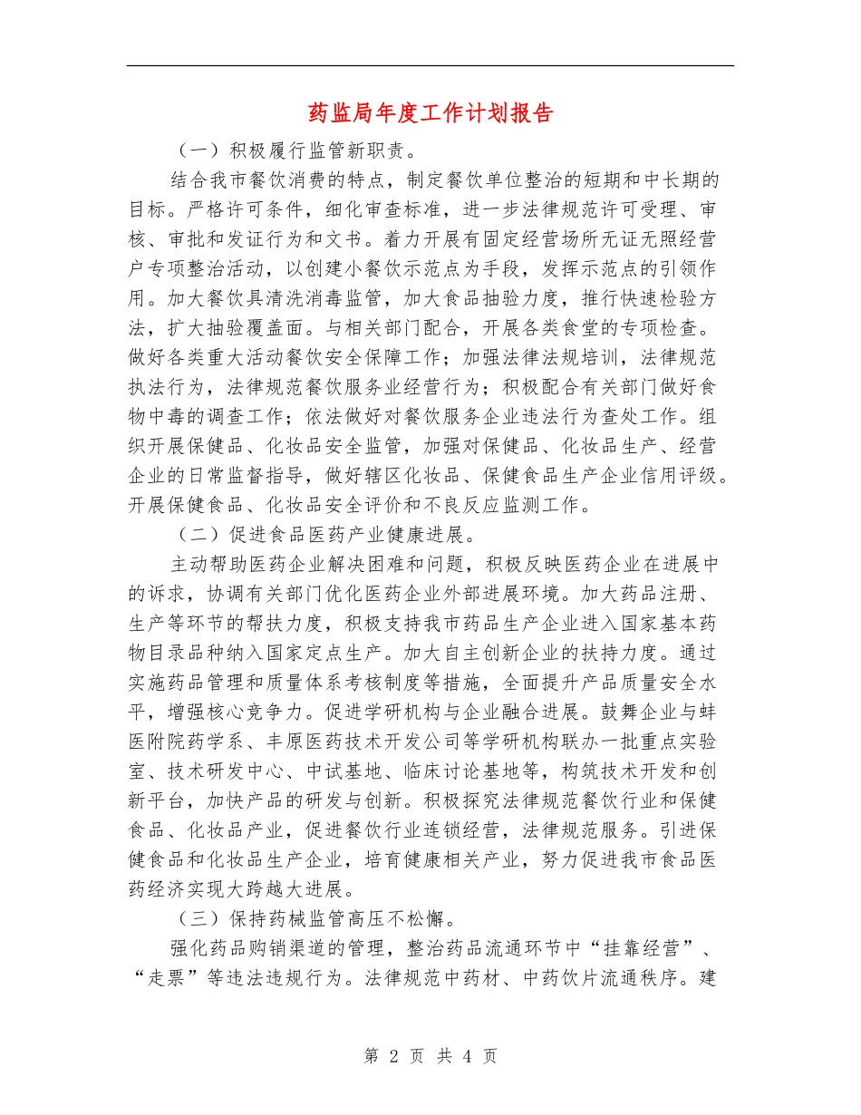 药监局年度工作计划报告_第2页