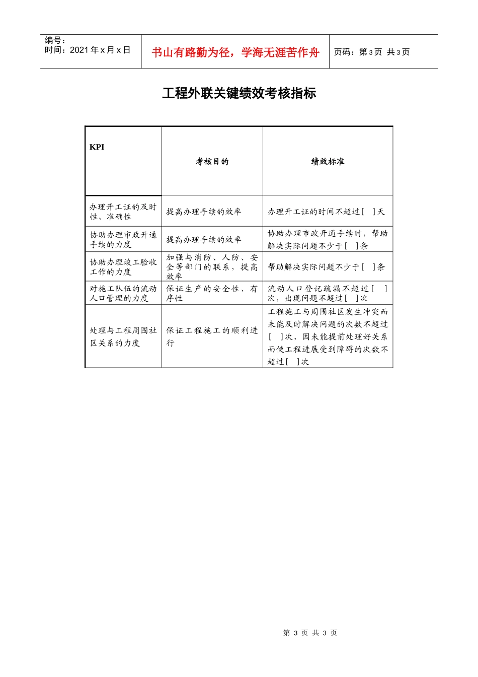 某地产企业工程外联岗位说明书及KPI指标_第3页