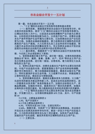 市农业综合开发十一五计划