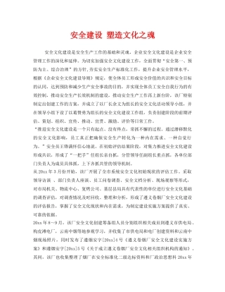《安全文化》之安全建设 塑造文化之魂 
