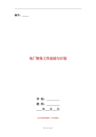 电厂财务工作总结与计划