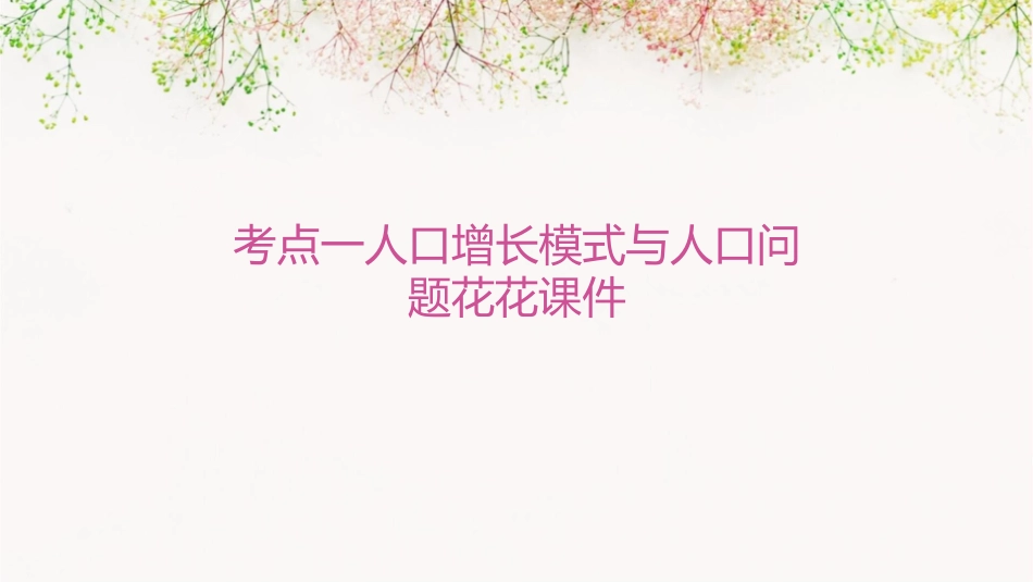 考点一人口增长模式与人口问题花花课件_第1页