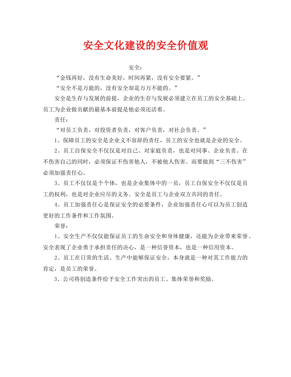 《安全文化》之安全文化建设的安全价值观 _第1页
