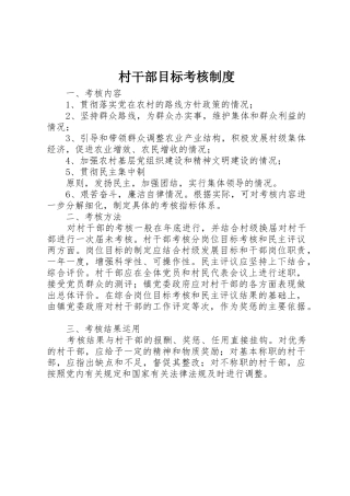 村干部目标考核管理规章制度
