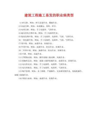 《安全管理职业卫生》之建筑工程施工易发的职业病类型 