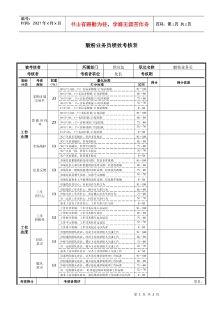 酸粉业务员绩效考核表