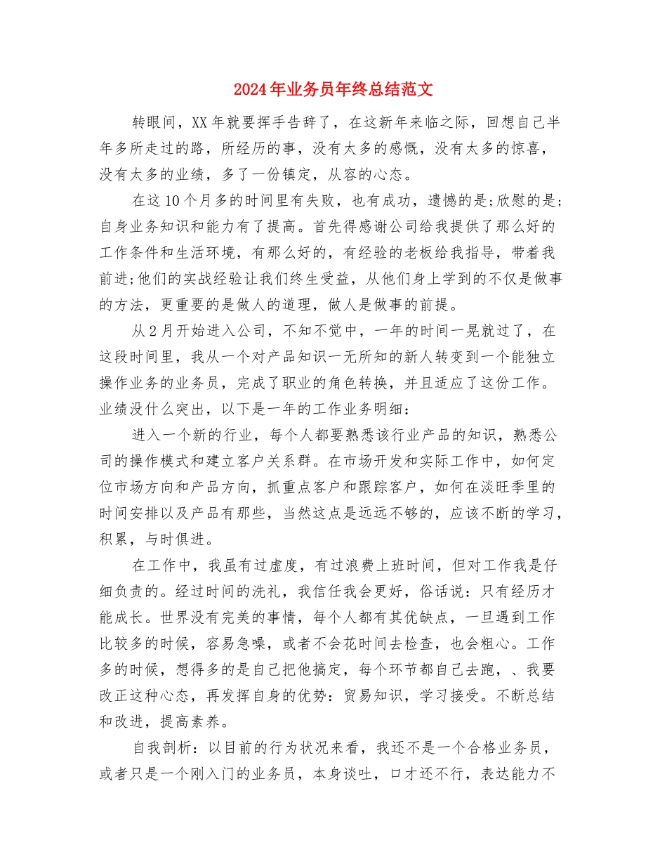 2024年业务员年终工作总结1500字与2024年业务员年终总结范文汇编_第3页