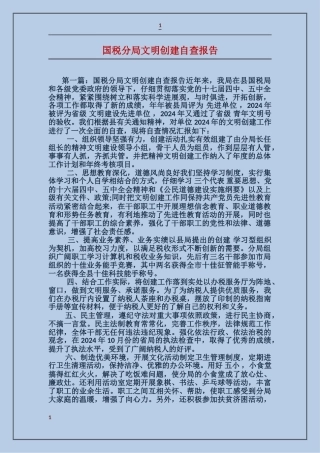 国税分局文明创建自查报告