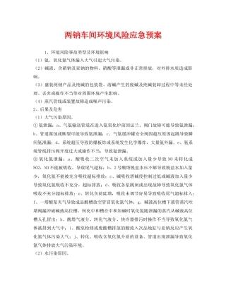 《安全管理应急预案》之两钠车间环境风险应急预案 