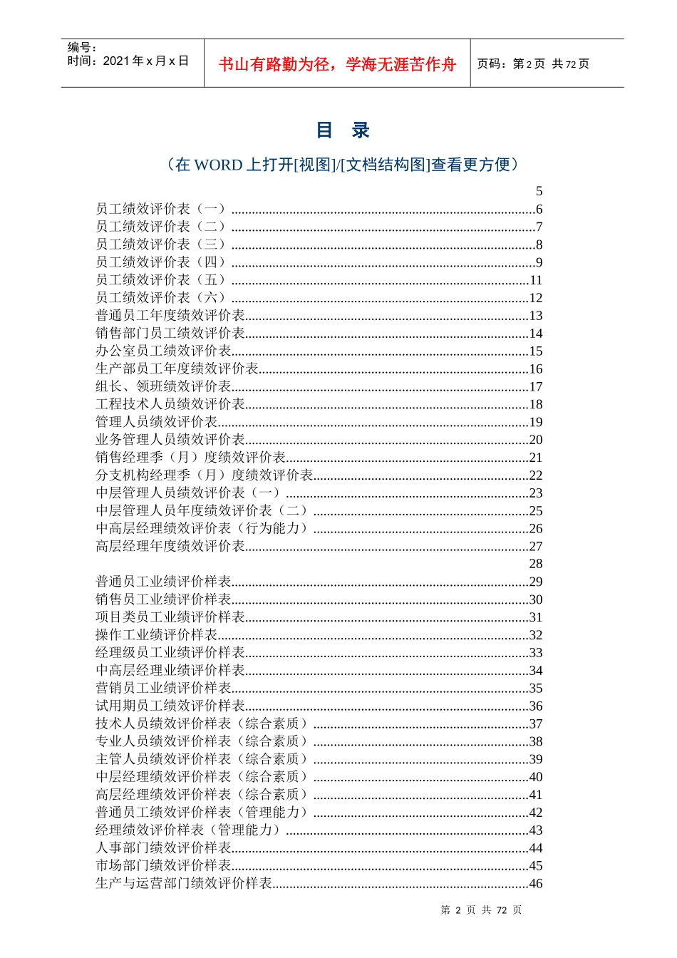 精选25个员工绩效评价表范本_第2页