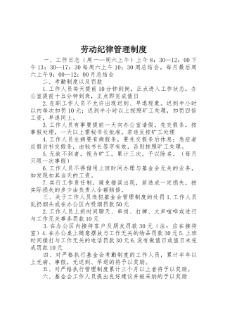 劳动纪律管理规章制度细则