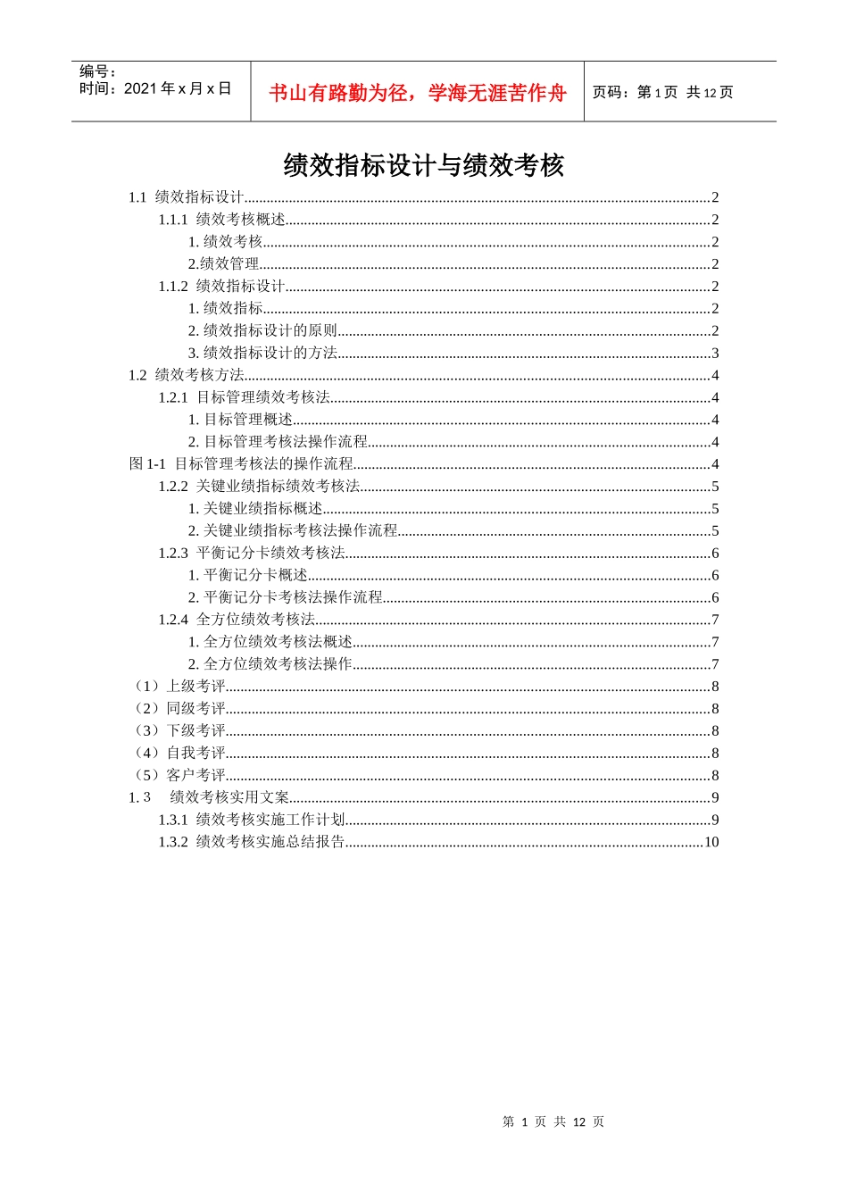 绩效指标设计绩效考核_第1页