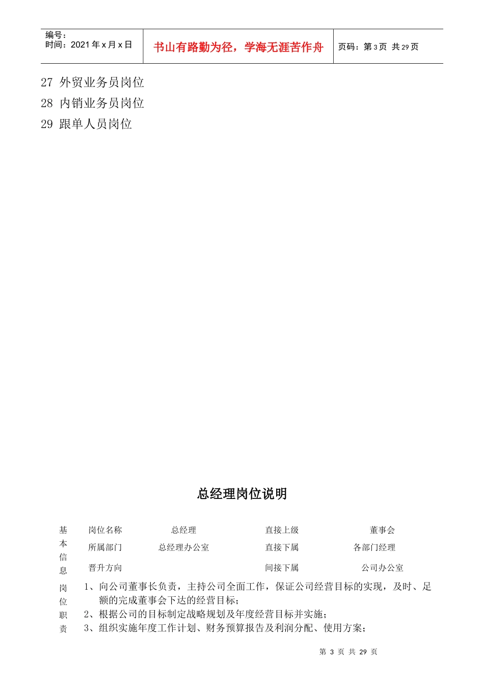 某科技股份有限公司岗位职责说明书_第3页