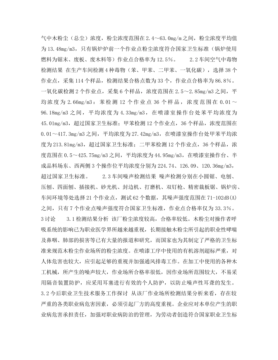 《安全管理职业卫生》之某民营木制家具制造企业职业病危害因素检测结果分析 _第2页