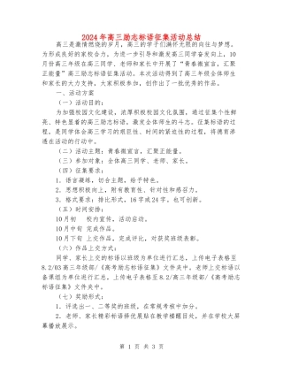 2024年高三励志标语征集活动总结