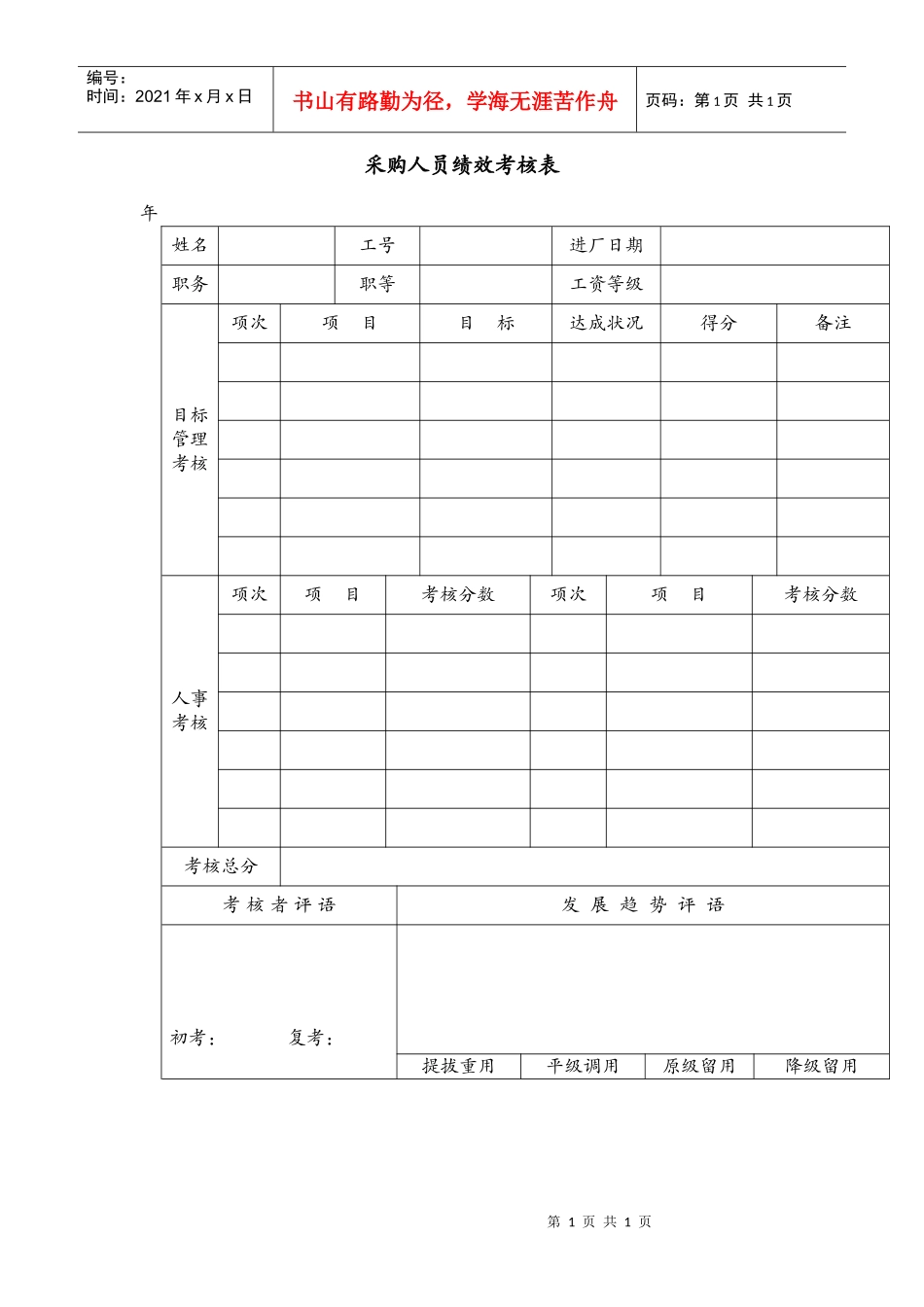 采购人员绩效考核表_第1页