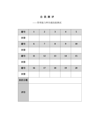 自我测评——管理能力和沟通技能测试