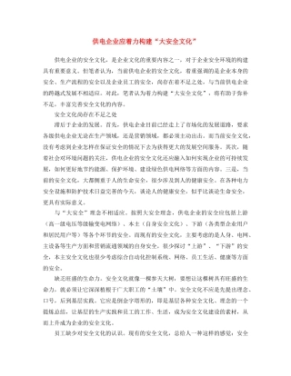 《安全文化》之供电企业应着力构建“大安全文化” 
