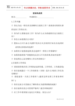 招聘面试流程构成表