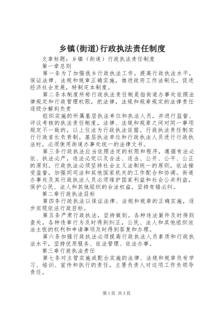 乡镇(街道)行政执法责任管理规章制度