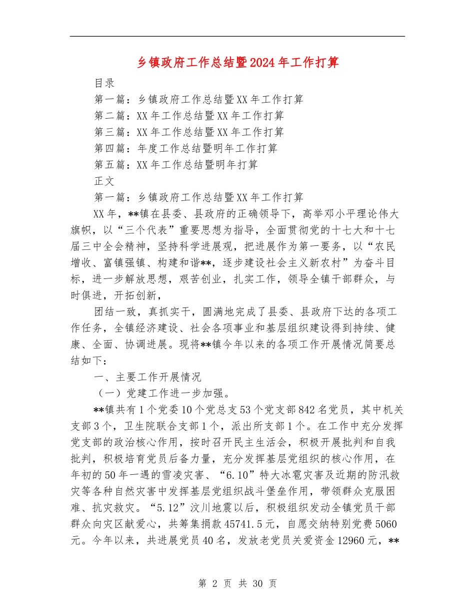 乡镇政府工作总结暨2024年工作打算_第2页