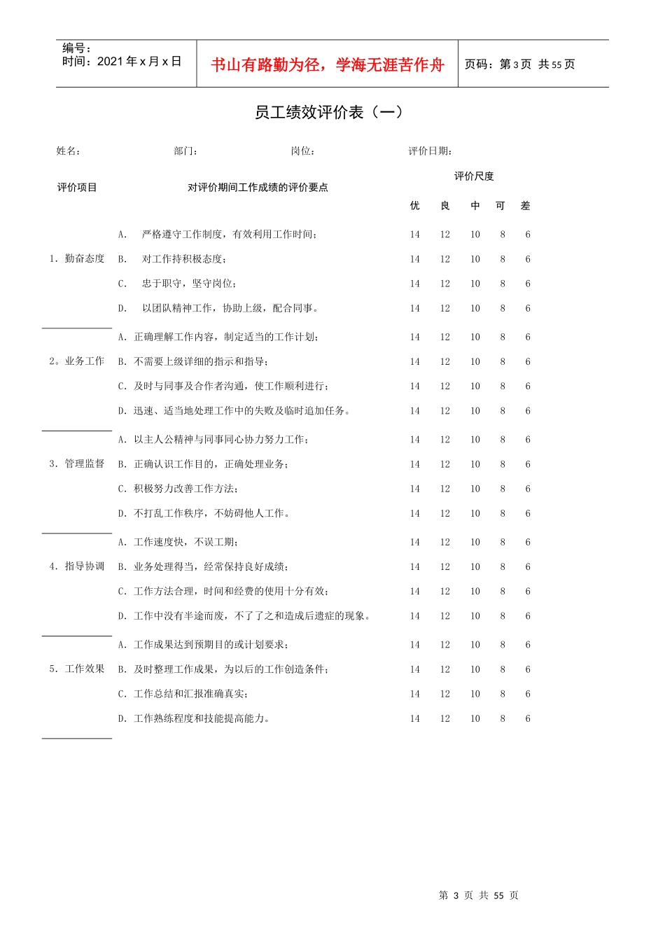 绩效考核表格范本全集_第3页