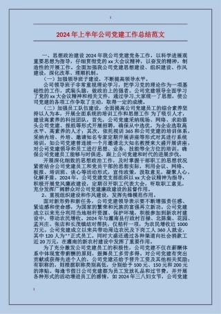 2017年上半年公司党建工作总结范文