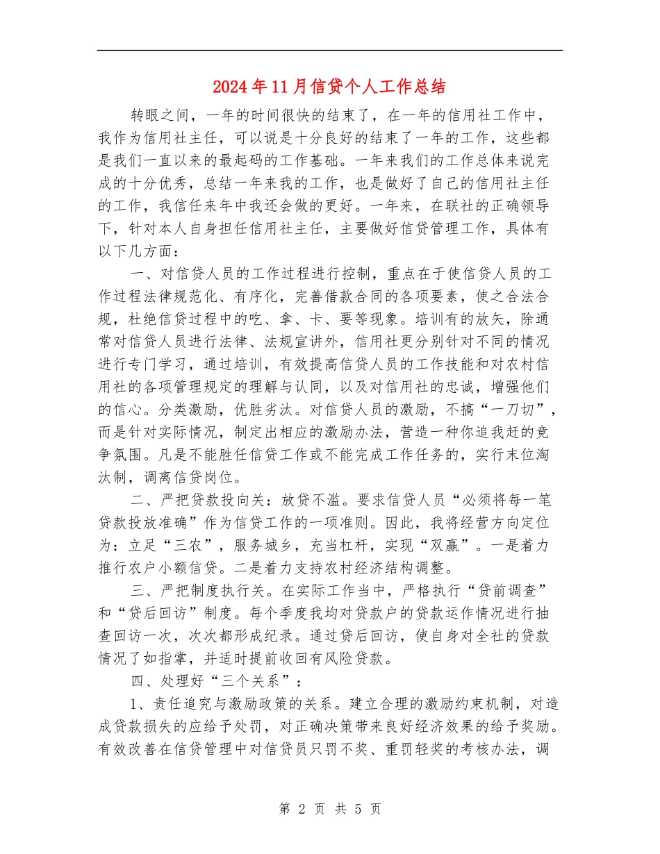 2024年11月信贷个人工作总结【新版】_第2页