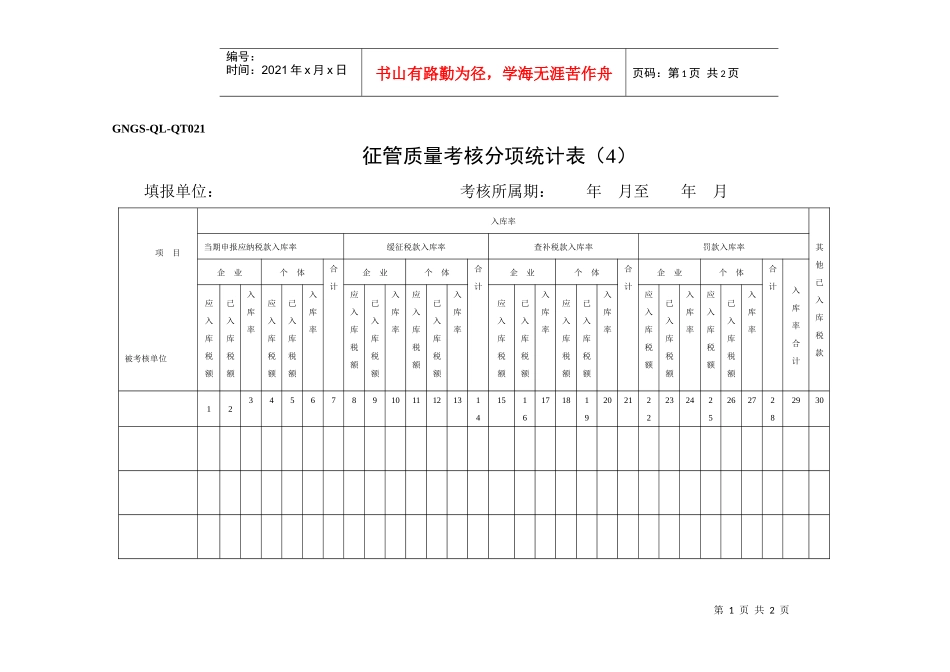 征管质量考核分项统计表（4）_第1页