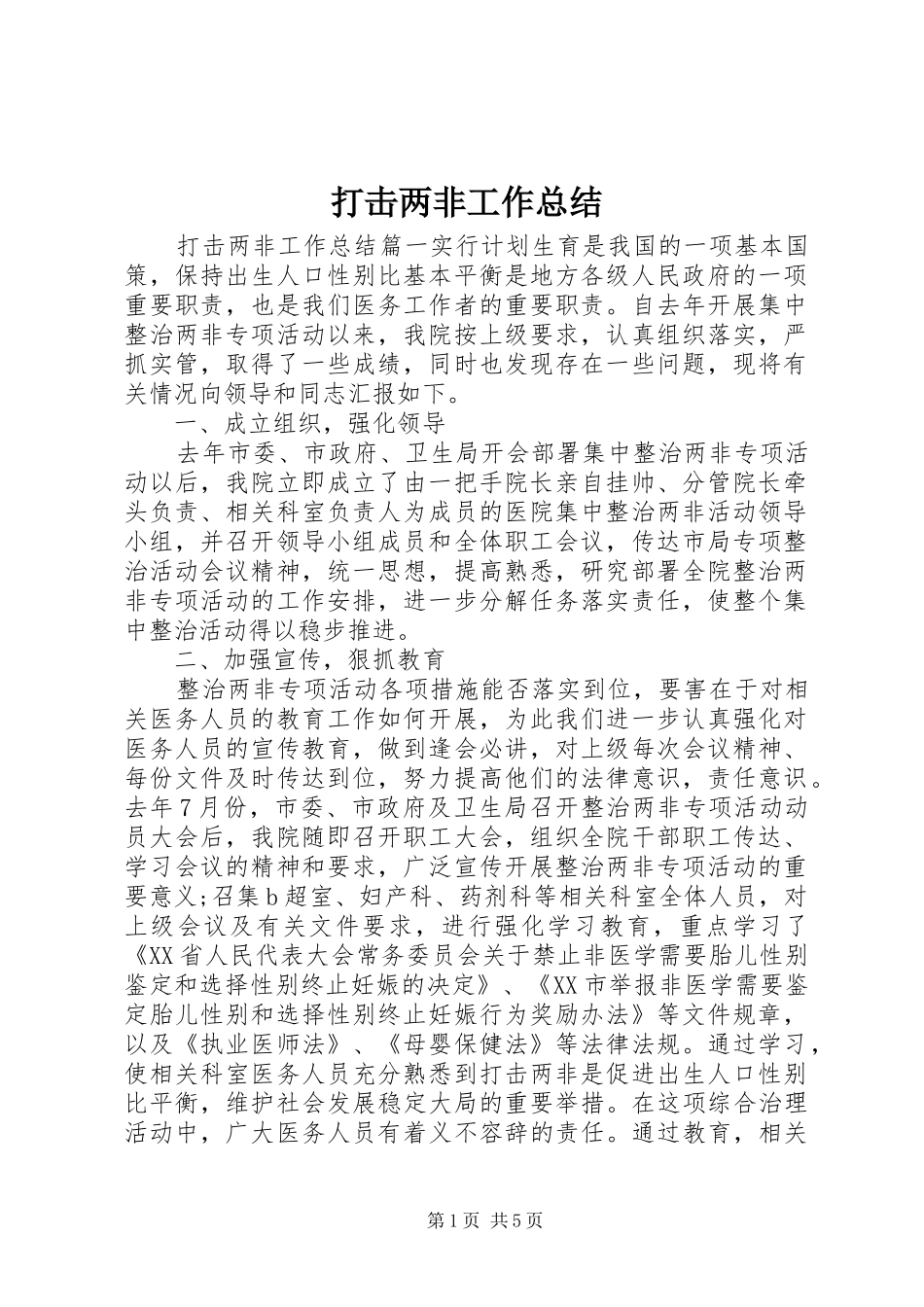 打击两非工作总结_第1页