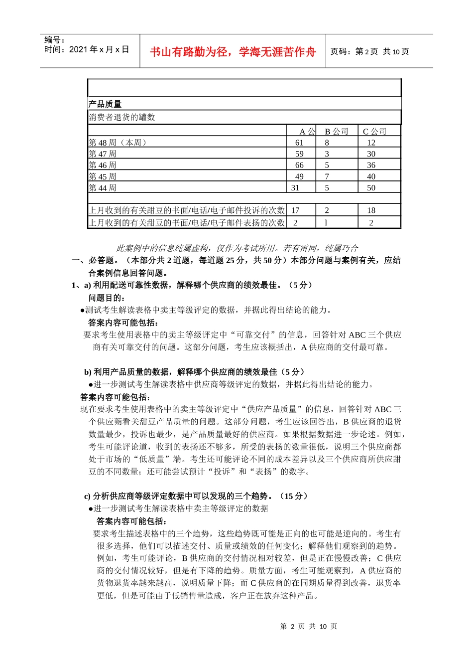 绩效历年案例部分试题_第2页