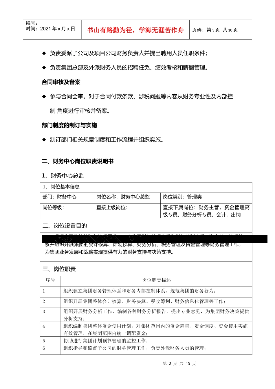 某集团财务中心部门职能及岗位职责_第3页